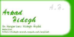arpad hidegh business card