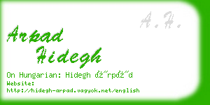 arpad hidegh business card